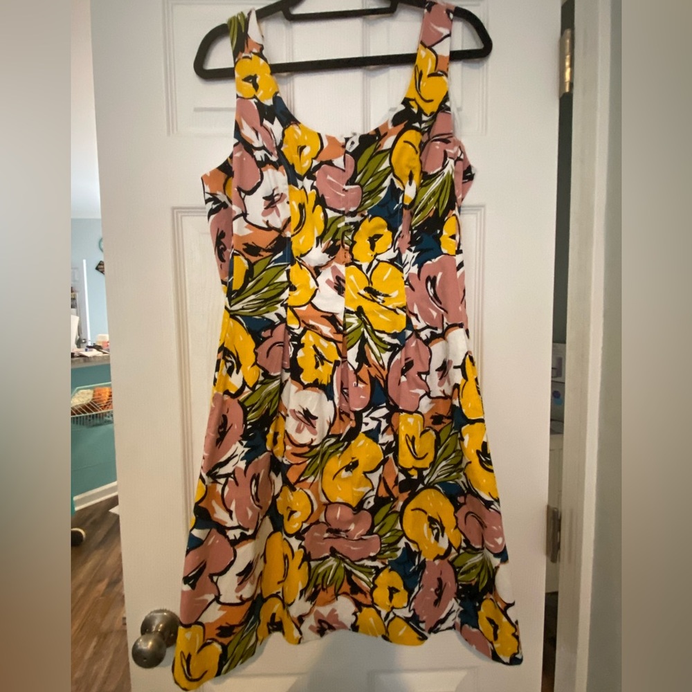 Colorful floral work dress.